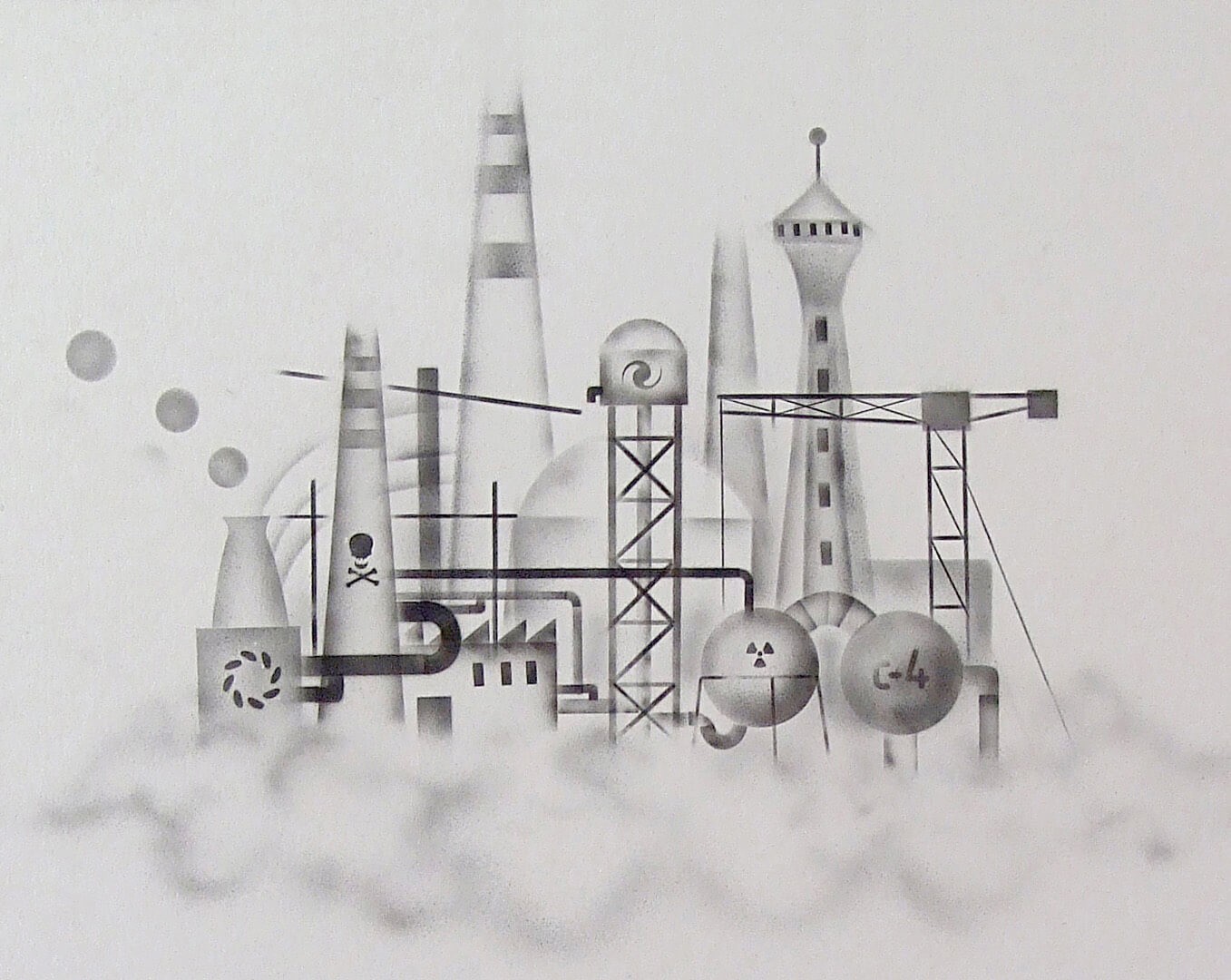 Factory 3, 100 x 70 cm, ink on paper, 2009.