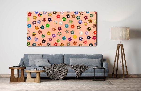 Flower Power (in space), 40x80in (101.6x203.2cm), acrylic on canvas, 2022